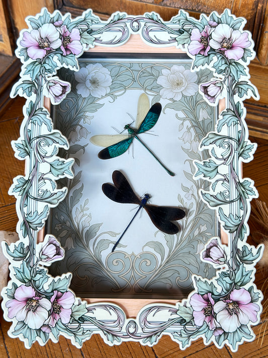 DRAGON FLY DUO Green Metalwing Damselfly & Nila Flashwing Damselfly