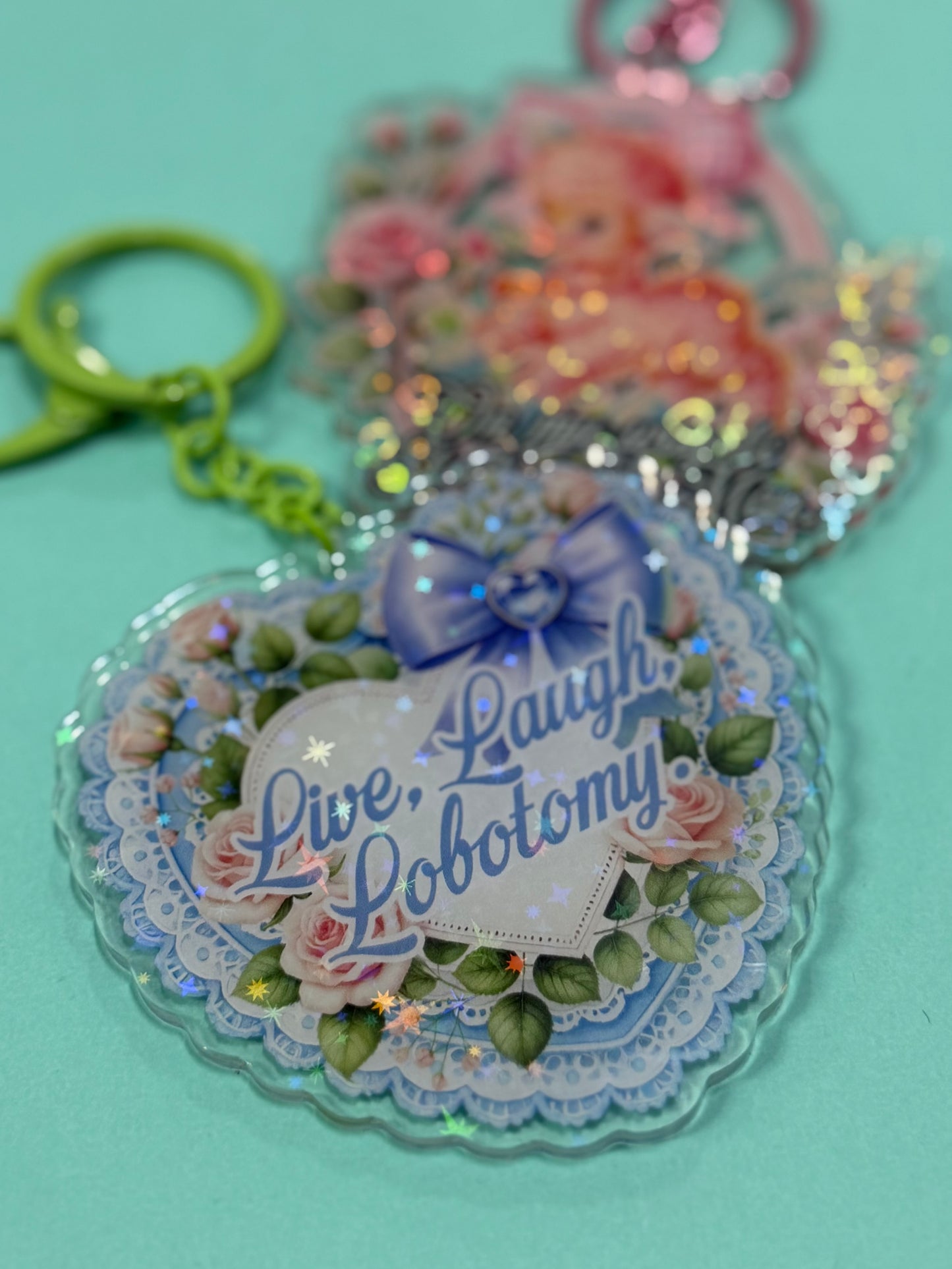 LIVE, LAUGH, LOBOMTOMY - Drop Dead Gorgeous Iridescent Keychain