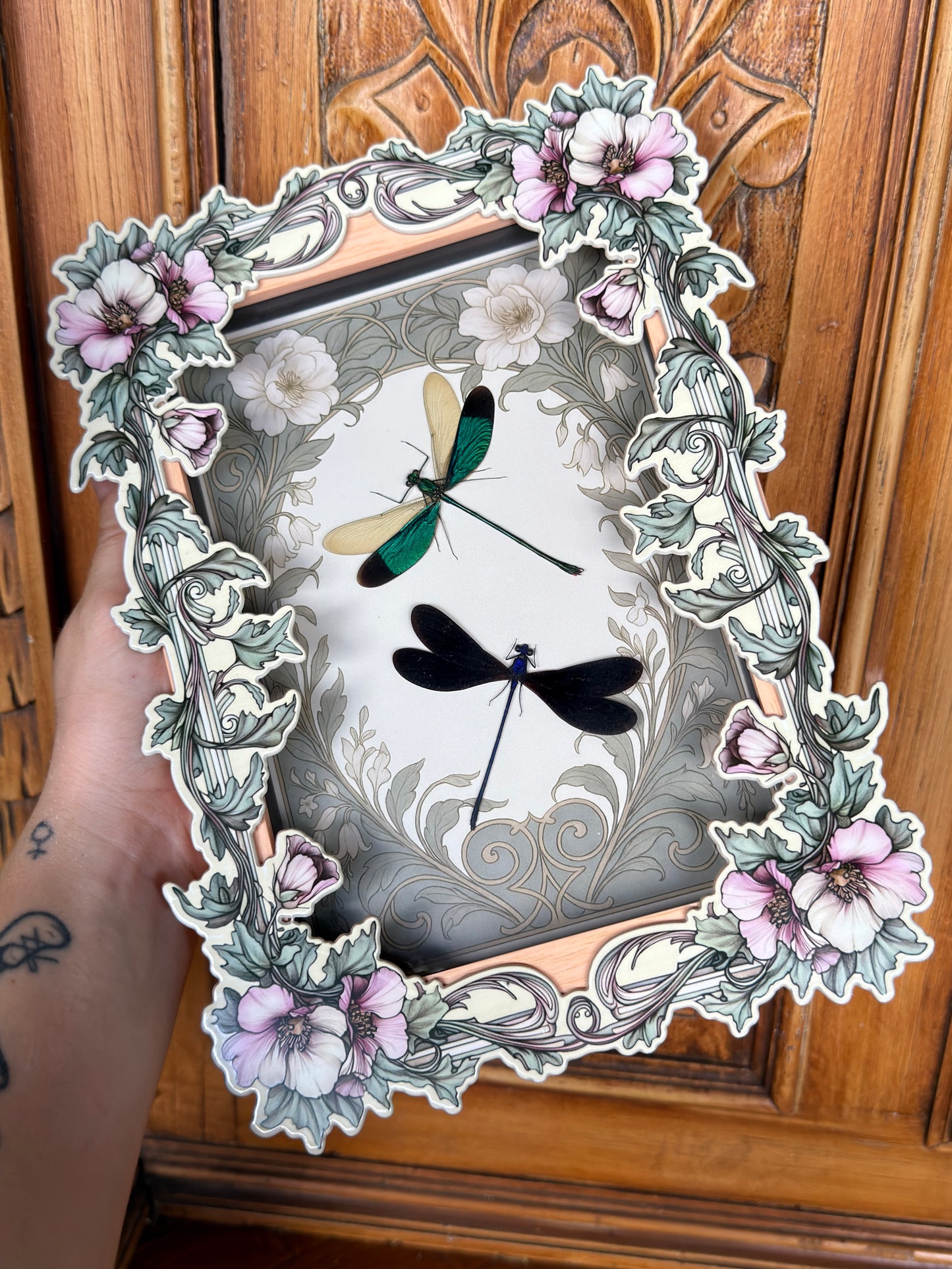 DRAGON FLY DUO Green Metalwing Damselfly & Nila Flashwing Damselfly