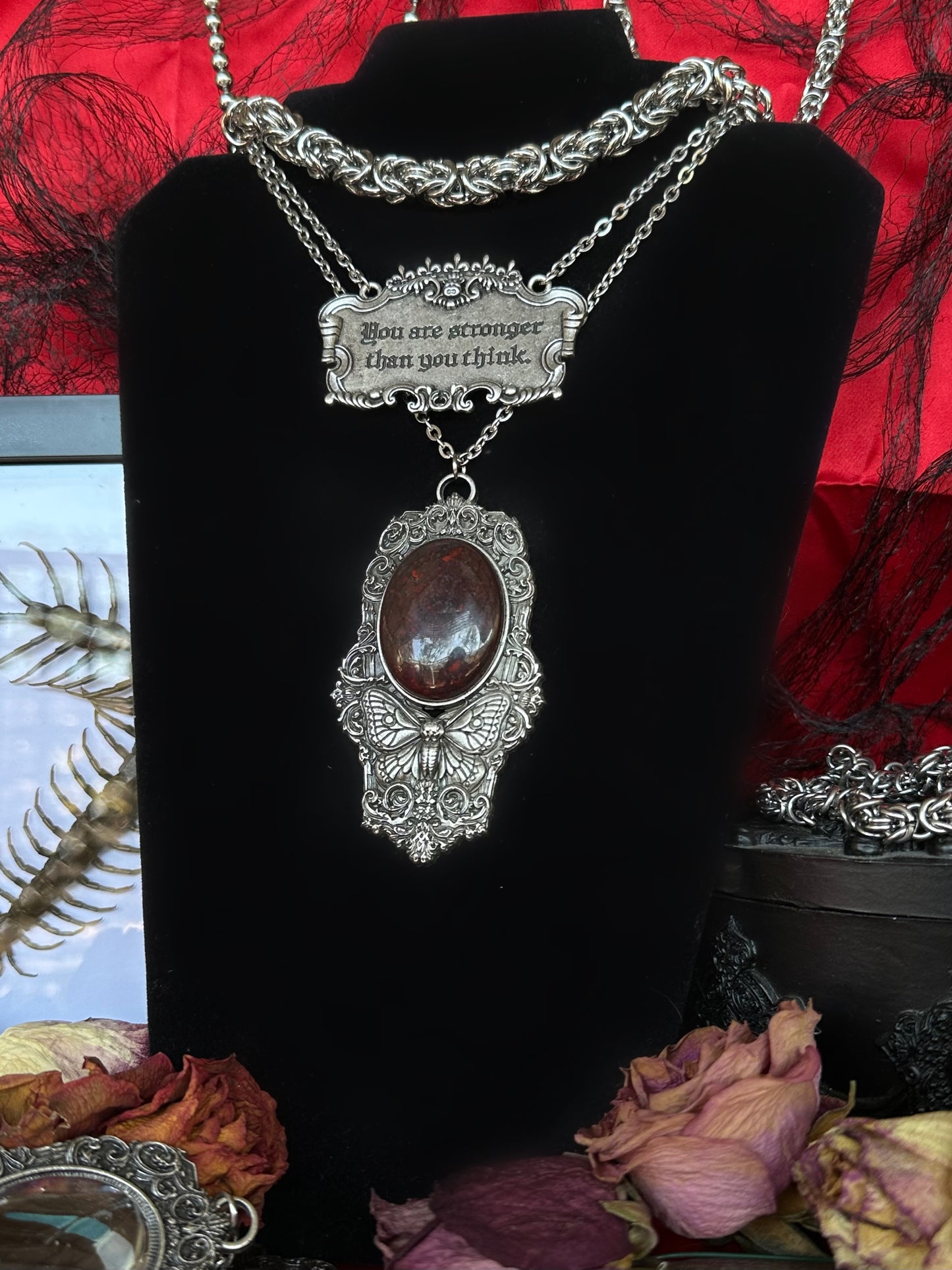 MOTH IN A COFFIN - Mother of Hades Jasper Necklace