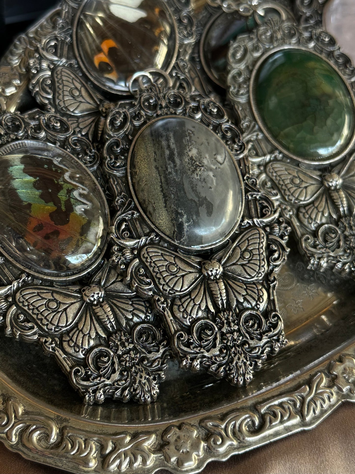 MOTH IN A COFFIN - Mother of Hades Petrified Wood Necklace