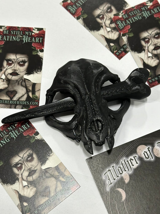 CAT SKULL HAIR PIN - Mother of Hades Hair Pin