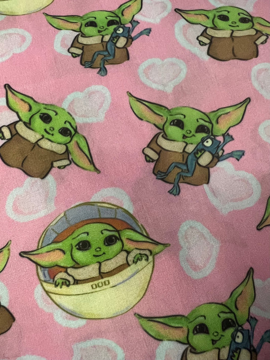 BABY YODA AND FROG - Polycotton Fabric from Japan