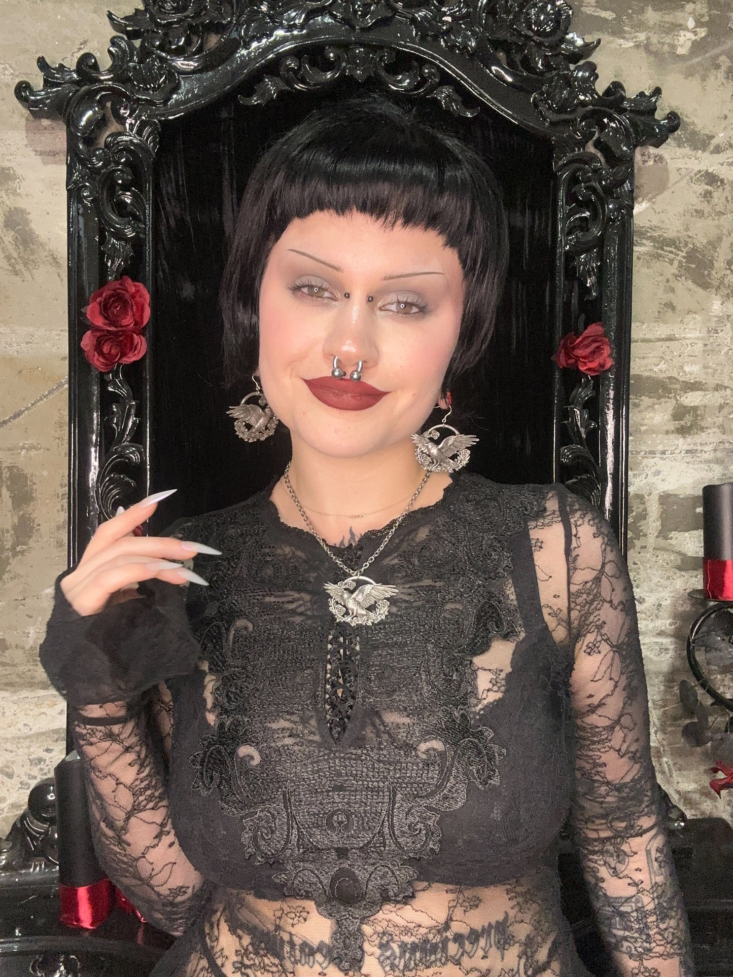 A MURDER IN THE ROSES - Mother of Hades NIGHT GARDEN Earrings