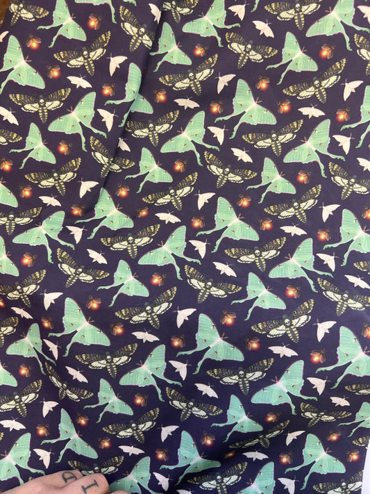 LUNAR MOTH AQUA - Polycotton Fabric from Japan