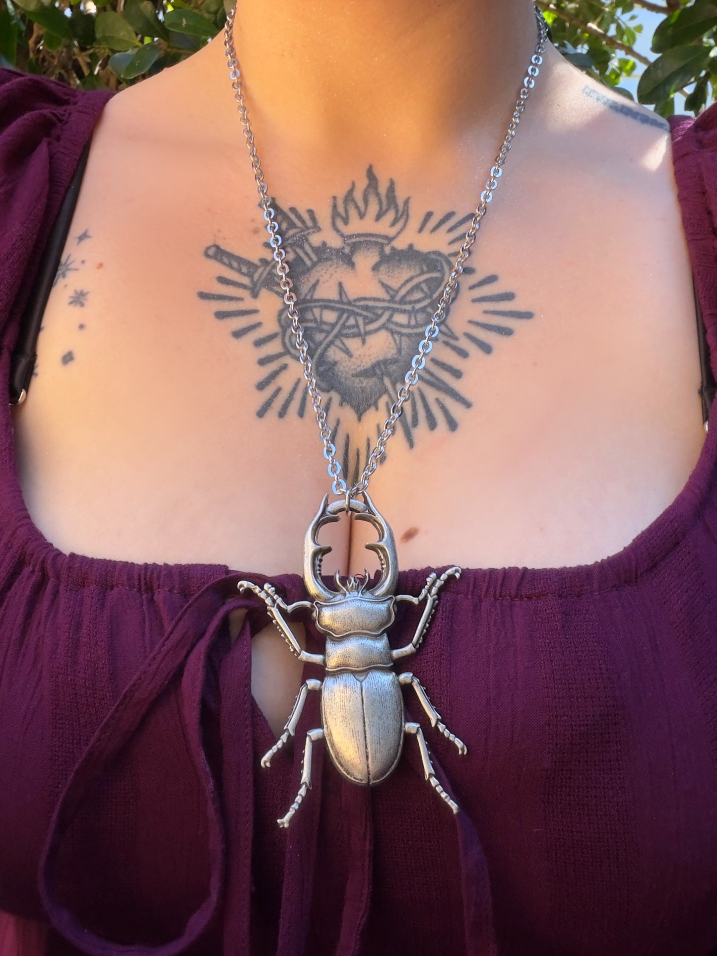 STAG BEETLE - Mother of Hades Insect Life Size Necklace