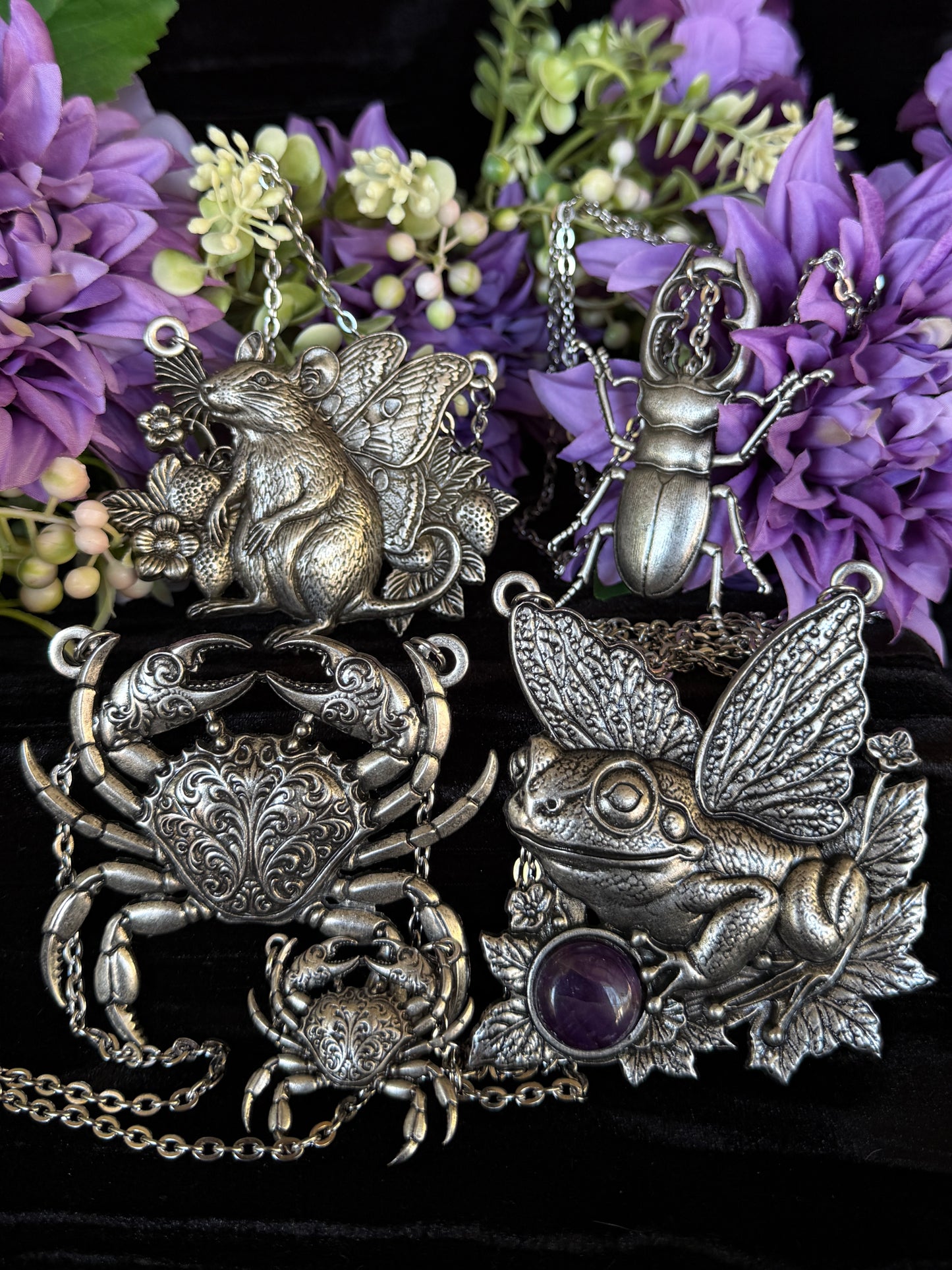 FAIRY FROG - Mother of Hades Amphibian Necklace with Amethyst