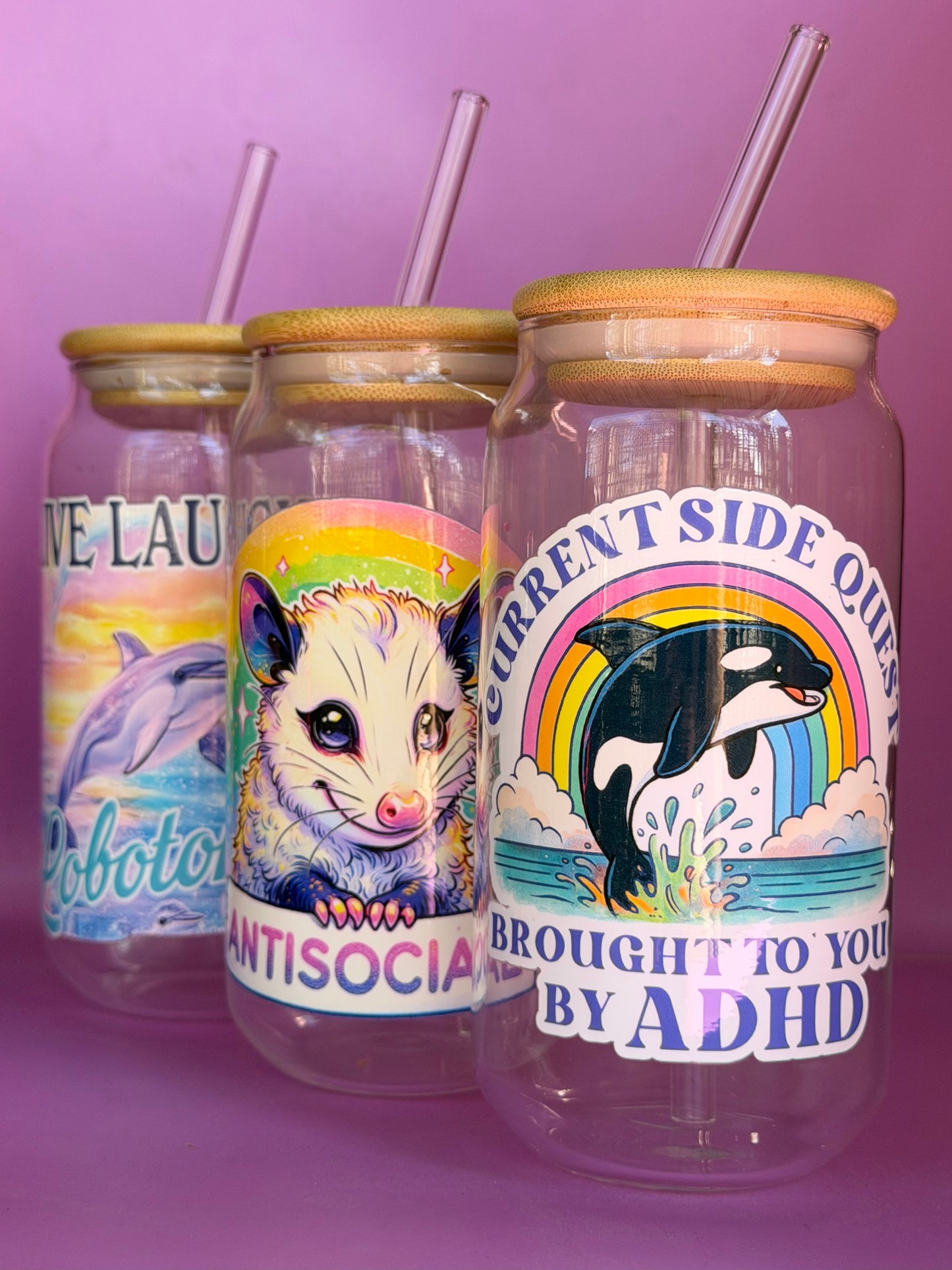 ADHD SIDE QUEST - Glass Latte Drink Cup