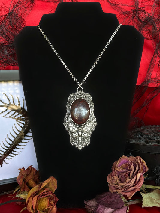 MOTH IN A COFFIN - Mother of Hades Jasper Necklace