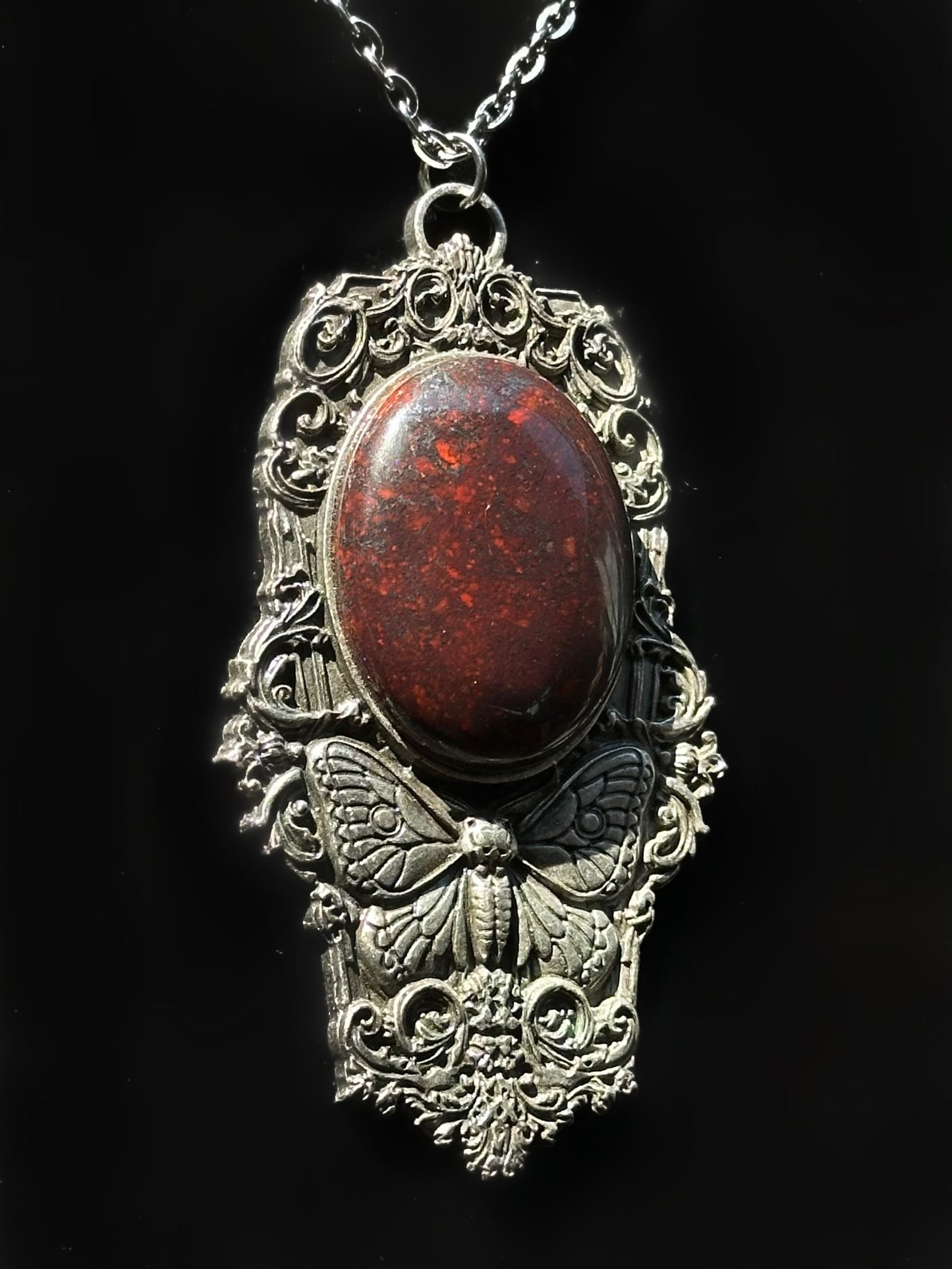 MOTH IN A COFFIN - Mother of Hades Jasper Necklace