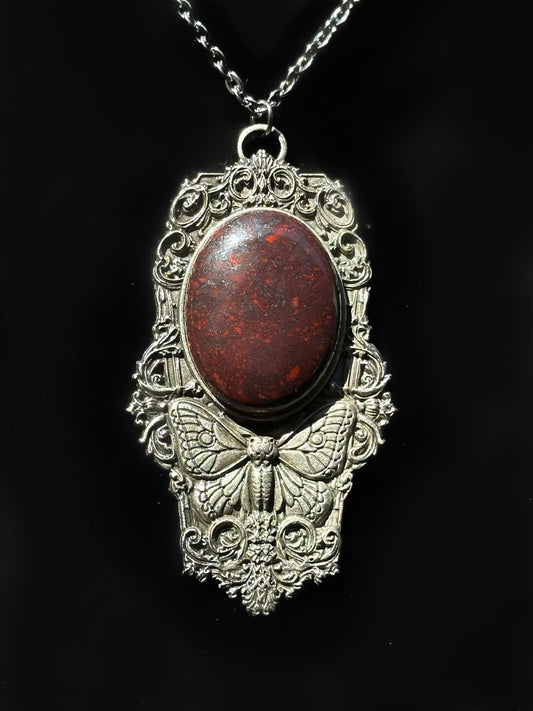 MOTH IN A COFFIN - Mother of Hades Jasper Necklace
