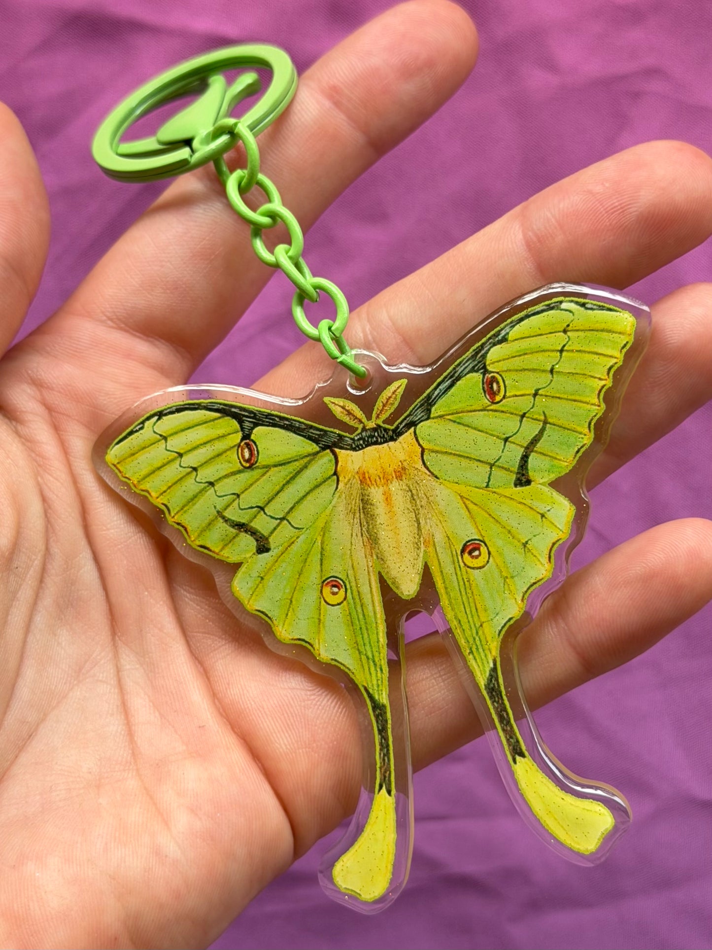 CHINESE LUNA MOTH - Drop Dead Gorgeous Sparkle Keychain