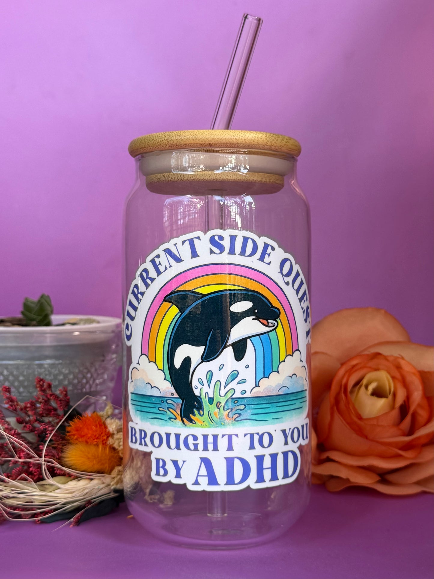 ADHD SIDE QUEST - Glass Latte Drink Cup