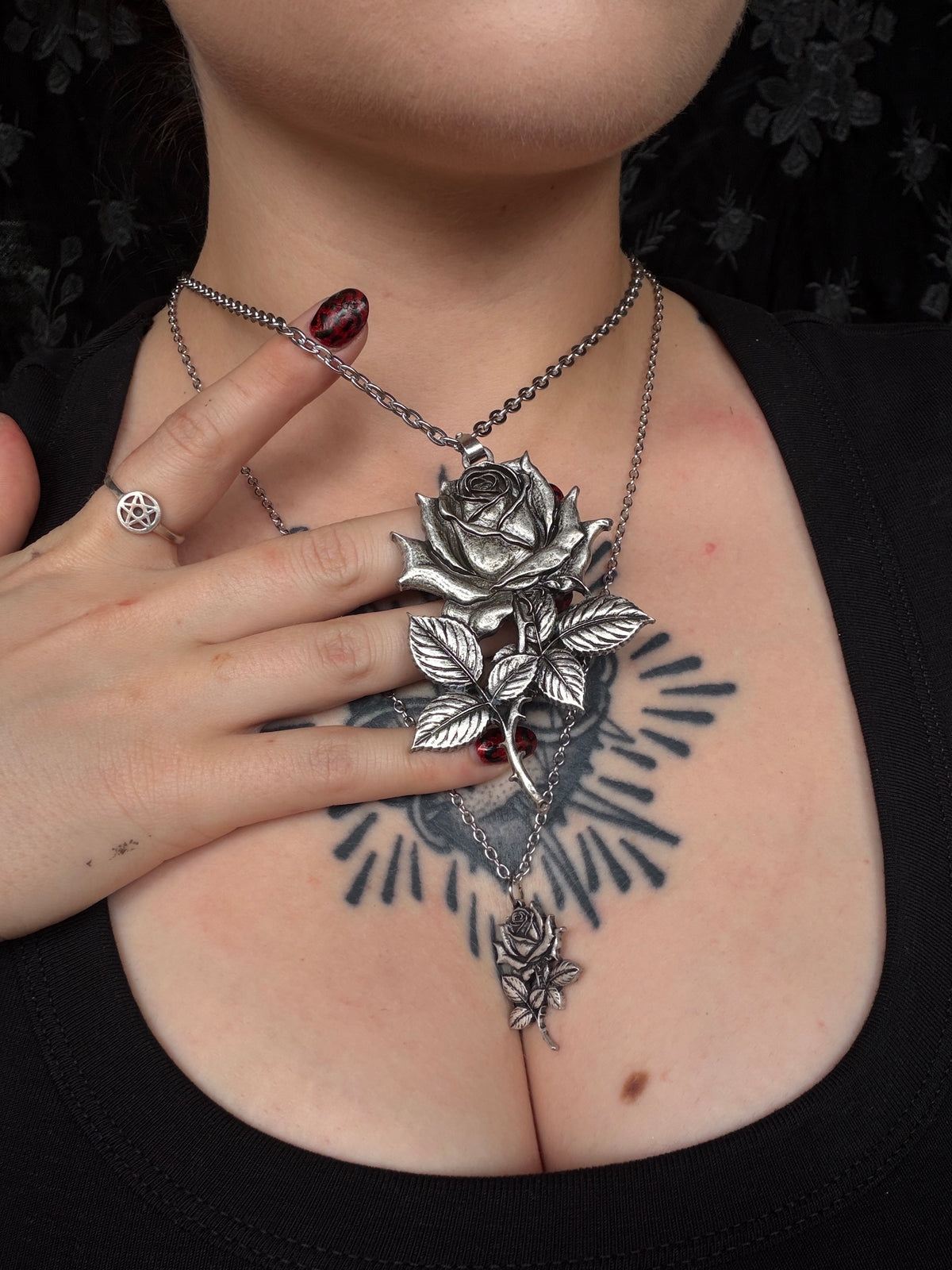 CONDOLENCES ROSE - Mother of Hades Rose Necklace