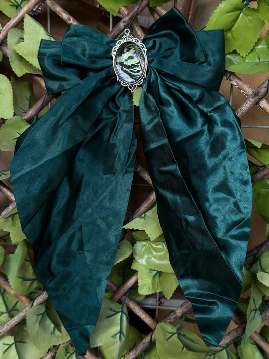 ENCHANTED WING BOW - Genuine Moth Wing Capsule Satin Bow
