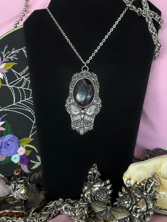MOTH IN A COFFIN - Mother of Hades Amethyst Necklace