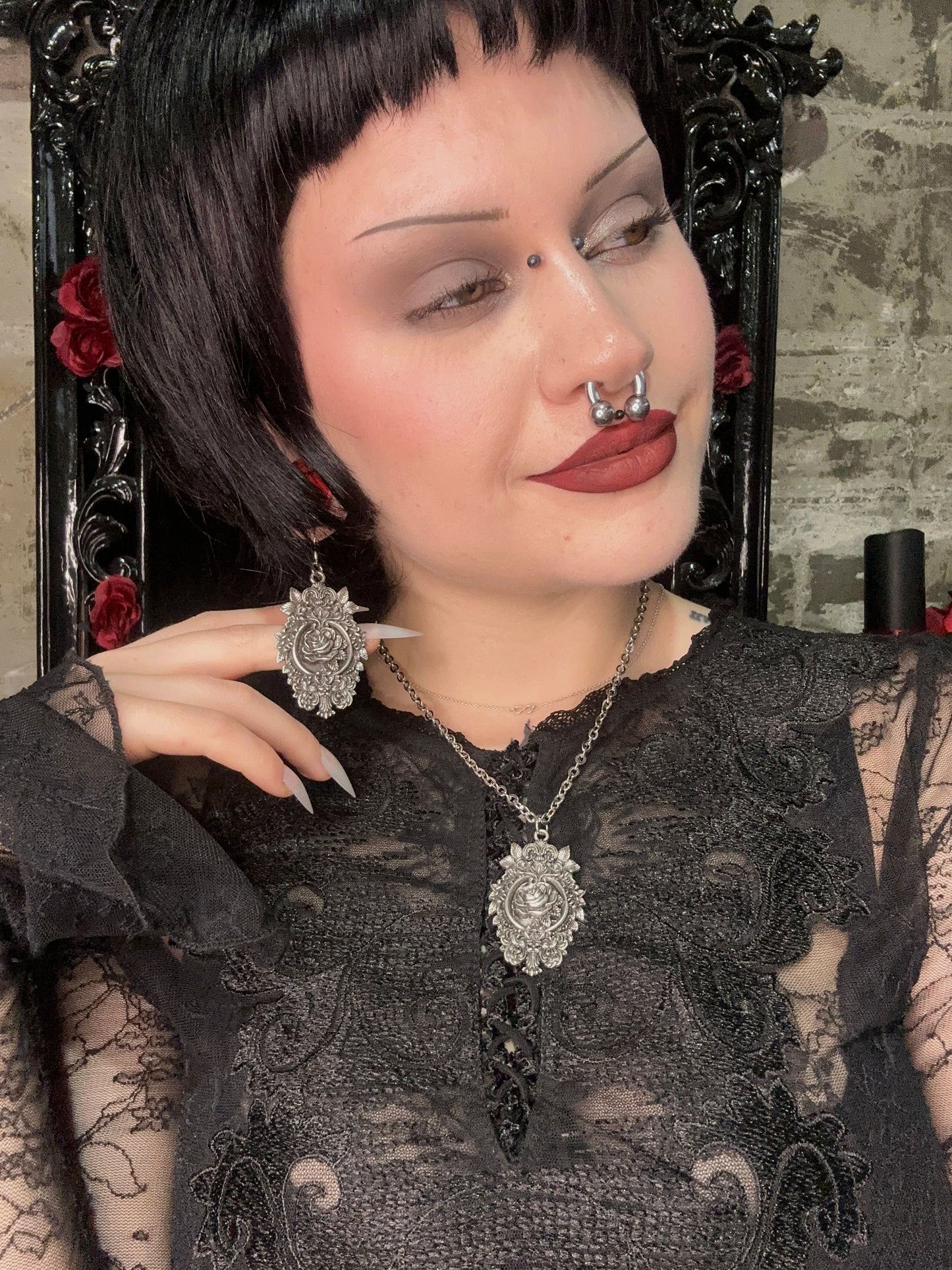 ETERNAL ROSE -  Mother of Hades NIGHT GARDEN Earrings