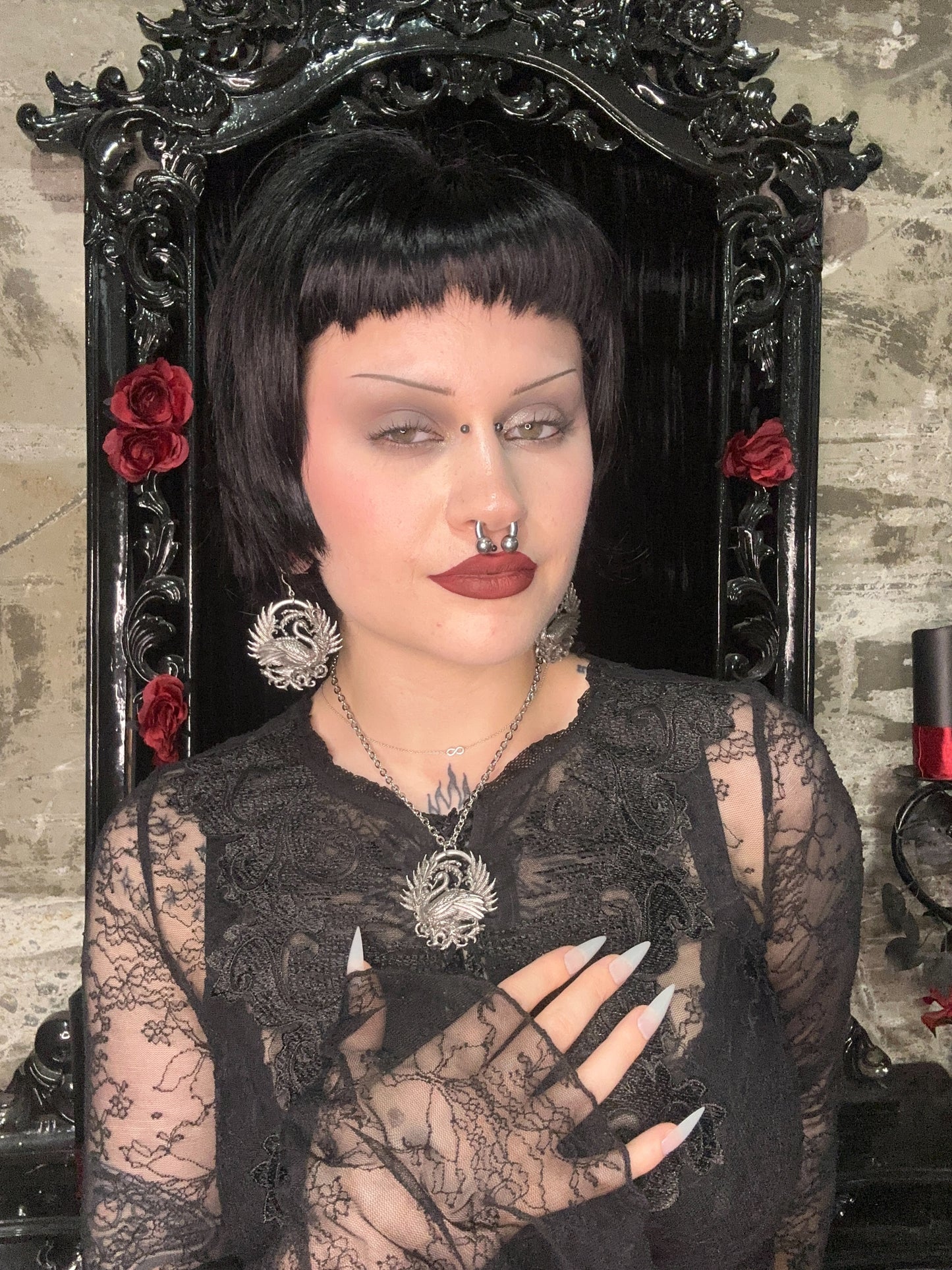 BLACK SWAN - Mother of Hades NIGHT GARDEN Necklace