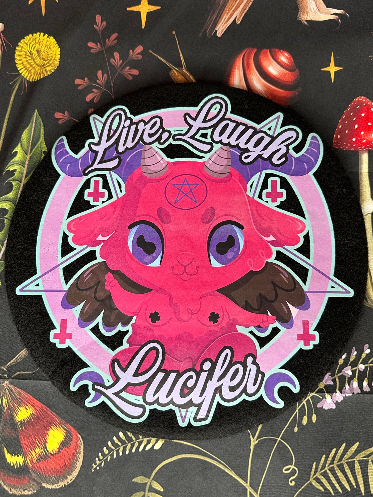 LIVE LAUGH LUCIFER BERET - Black Lucifer Beret