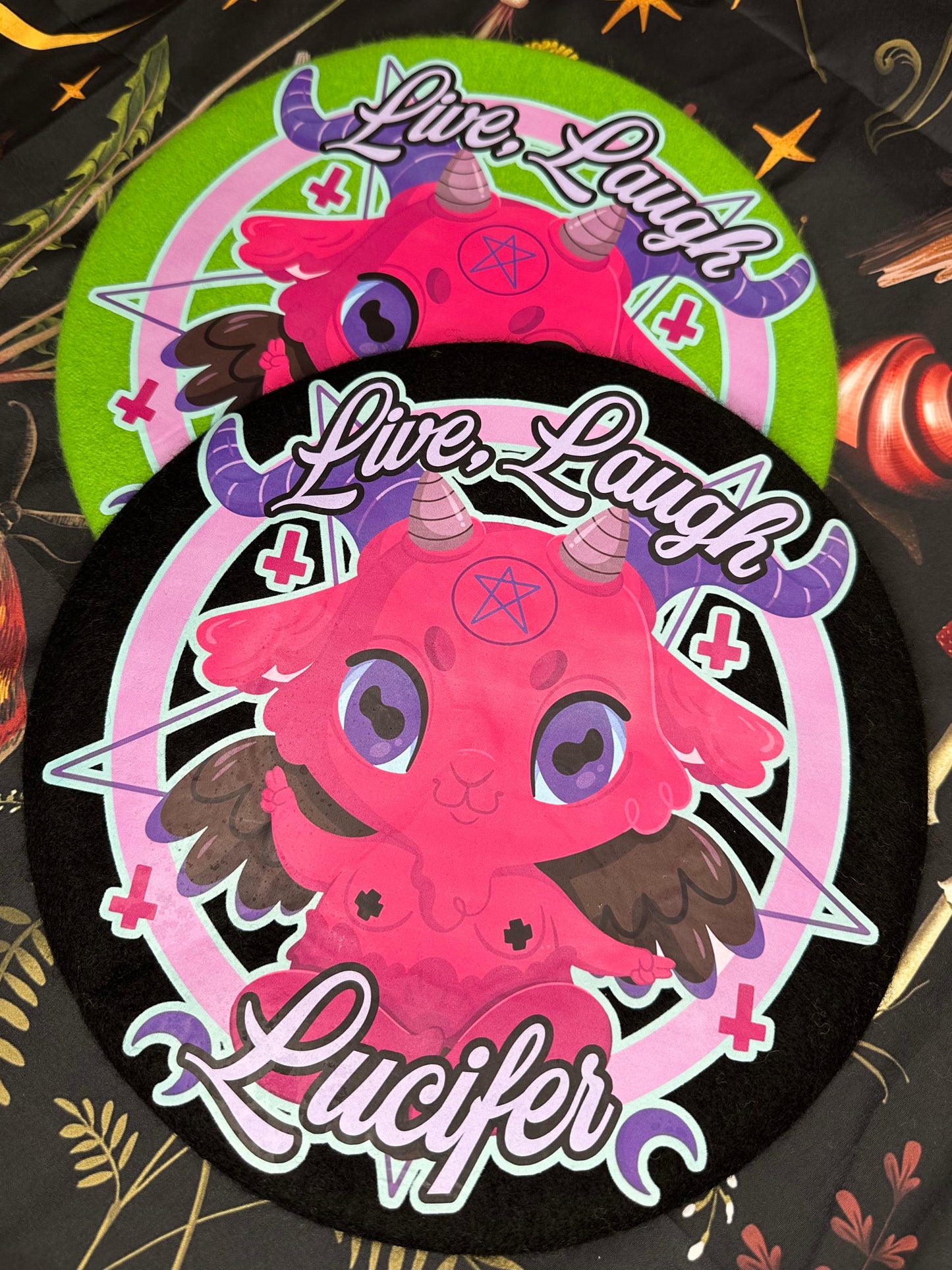 LIVE LAUGH LUCIFER BERET - Black Lucifer Beret