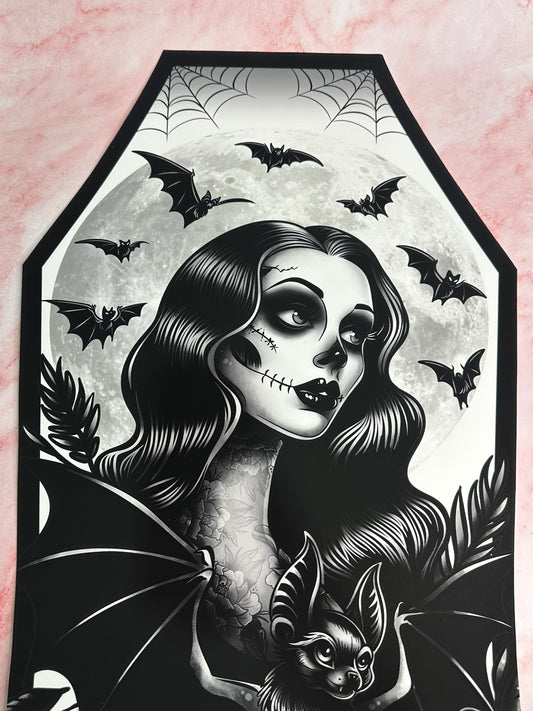 THE BAT MISTRESS - ROSE DEMON coffin canvas print