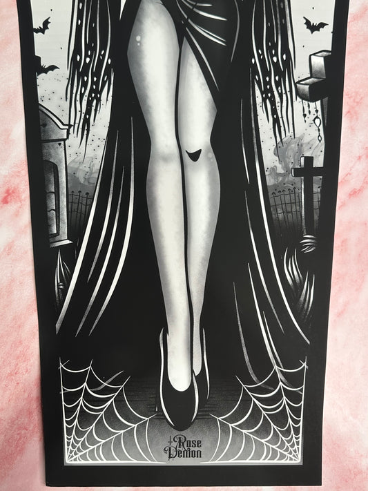 ELVIRA MISTRESS OF THE DARK - ROSE DEMON coffin canvas print