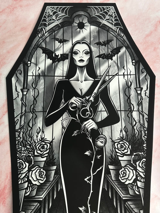 MORTICIA ADDAMS - ROSE DEMON coffin canvas print