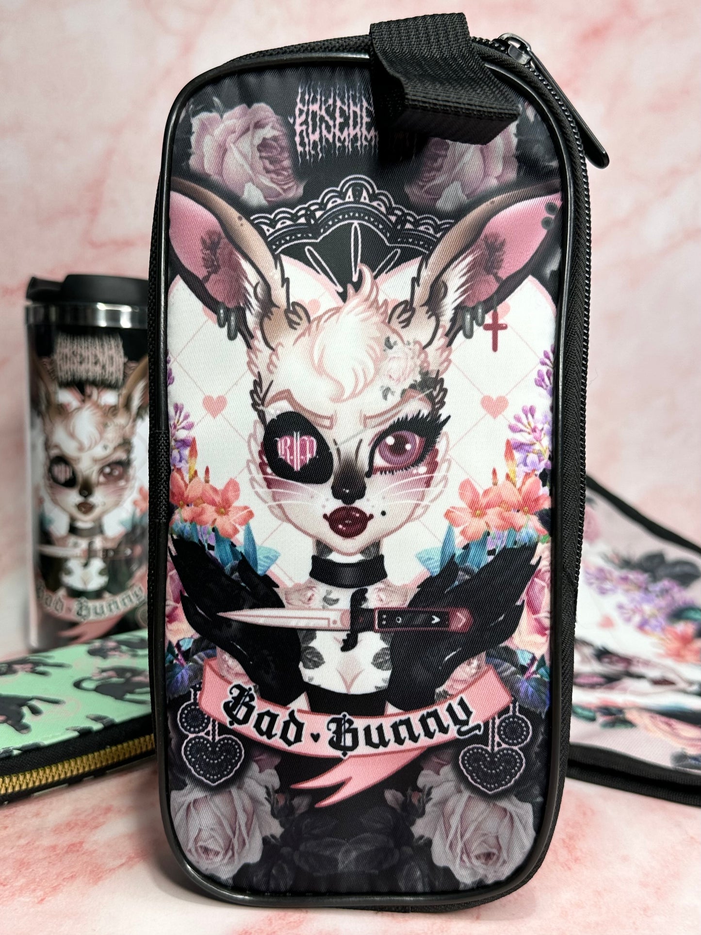 BAD BUNNY - Rose Demon Tech bag, Pencil case, Toiletry bag