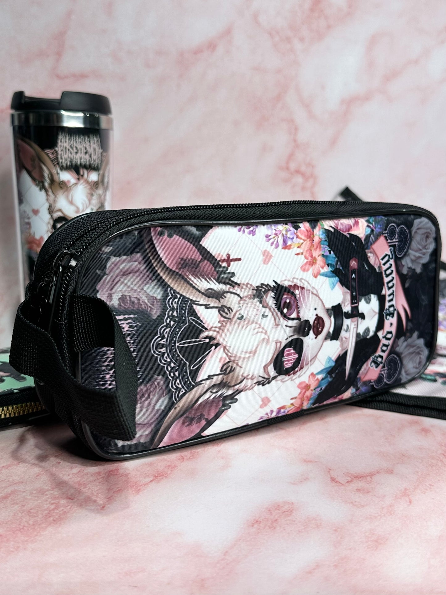 BAD BUNNY - Rose Demon Tech bag, Pencil case, Toiletry bag