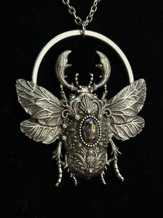 SCARAB RISING -  Mother of Hades Beetle Necklace