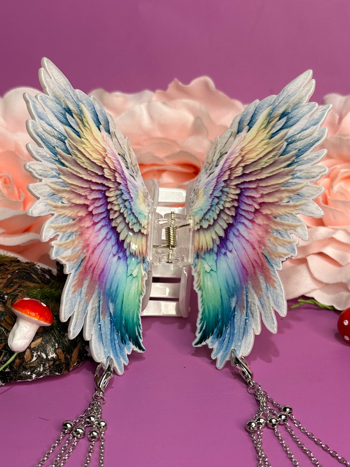 LIKE A PRAYER  - Angel wing hair clasp with chain