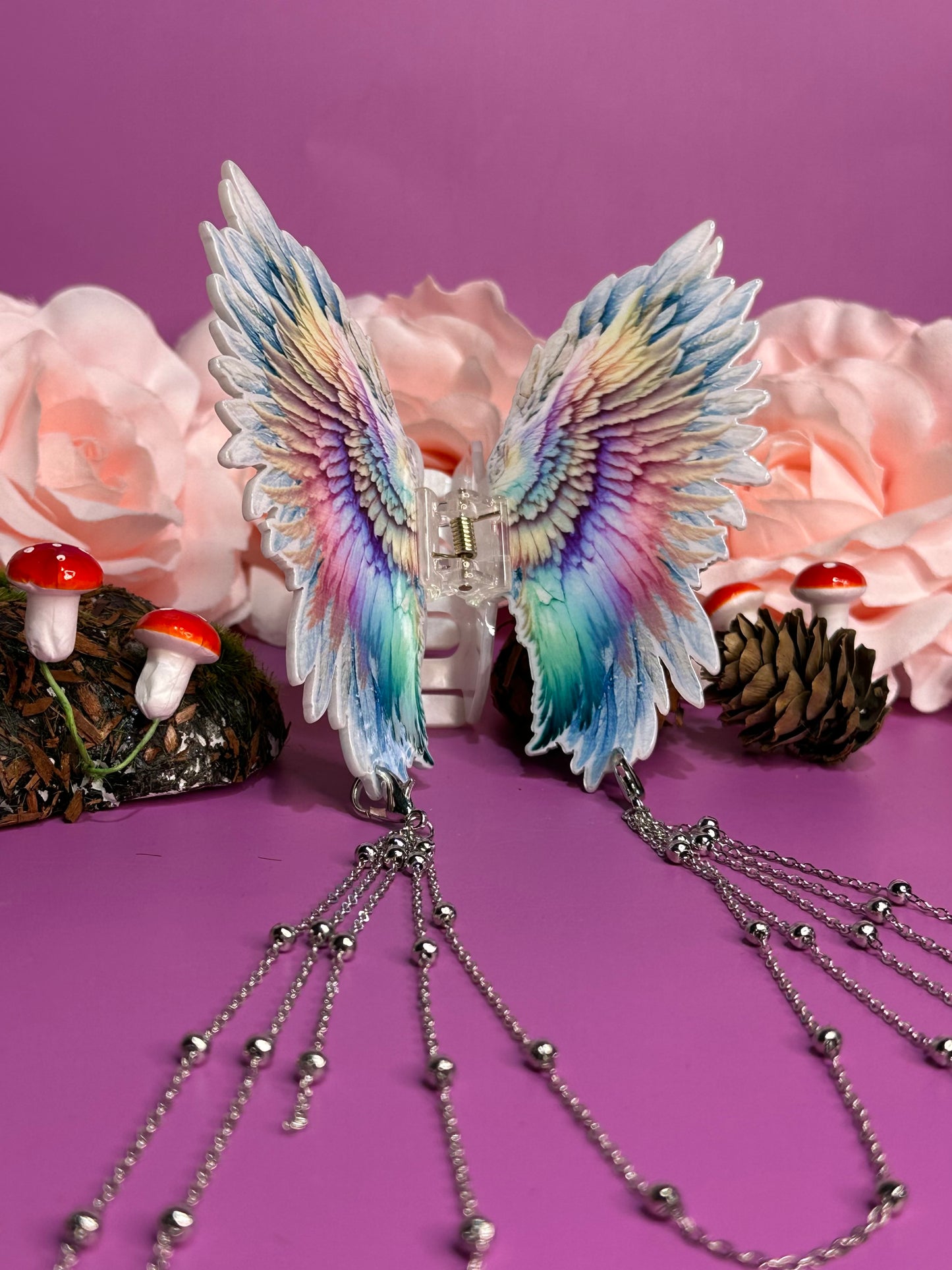 LIKE A PRAYER  - Angel wing hair clasp with chain