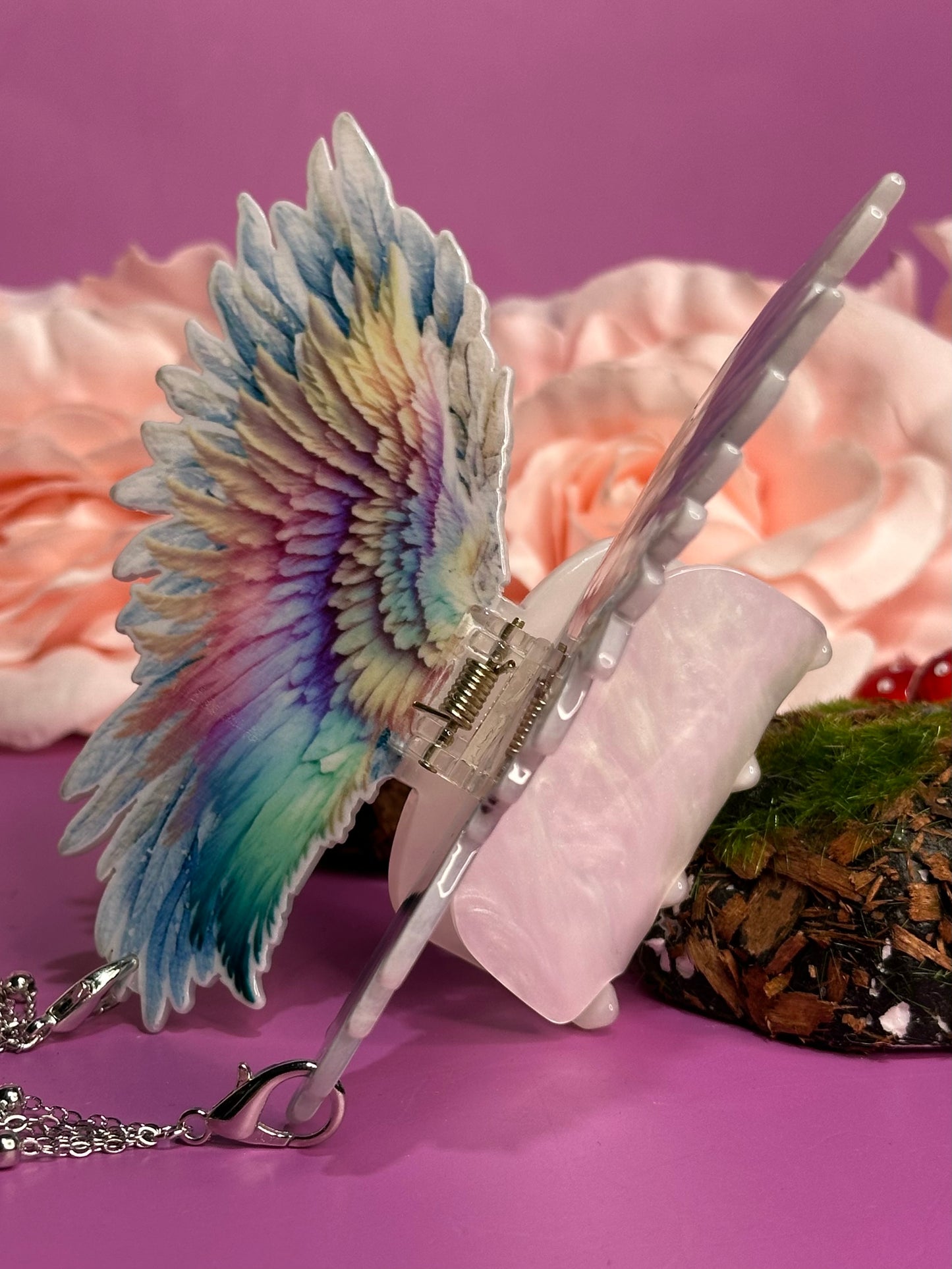 LIKE A PRAYER  - Angel wing hair clasp with chain