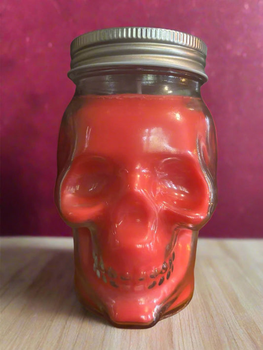 PERSEPHONE - grapefruit crystal skull head soy candle