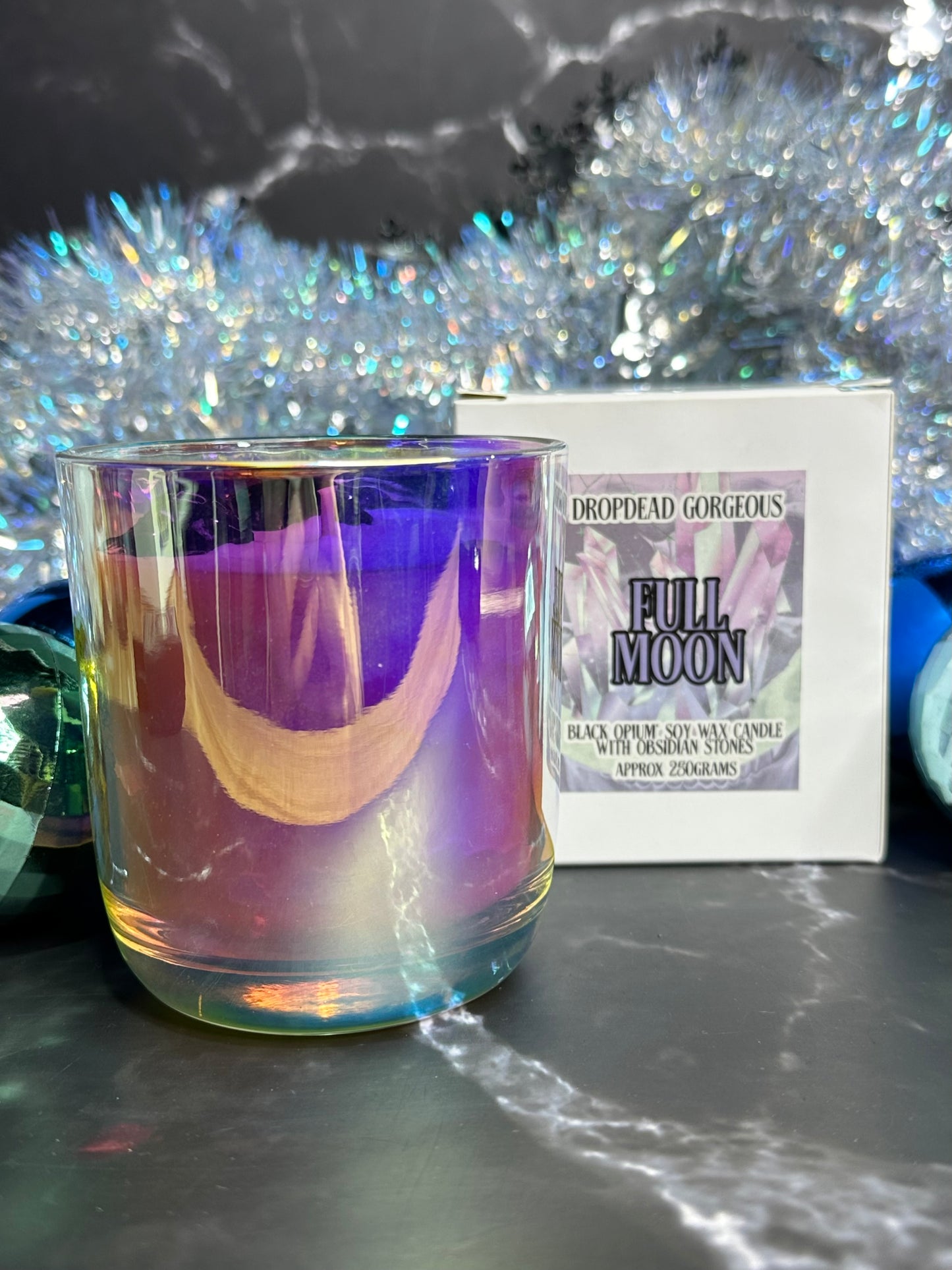 FULL MOON -  crystal stone soy candle